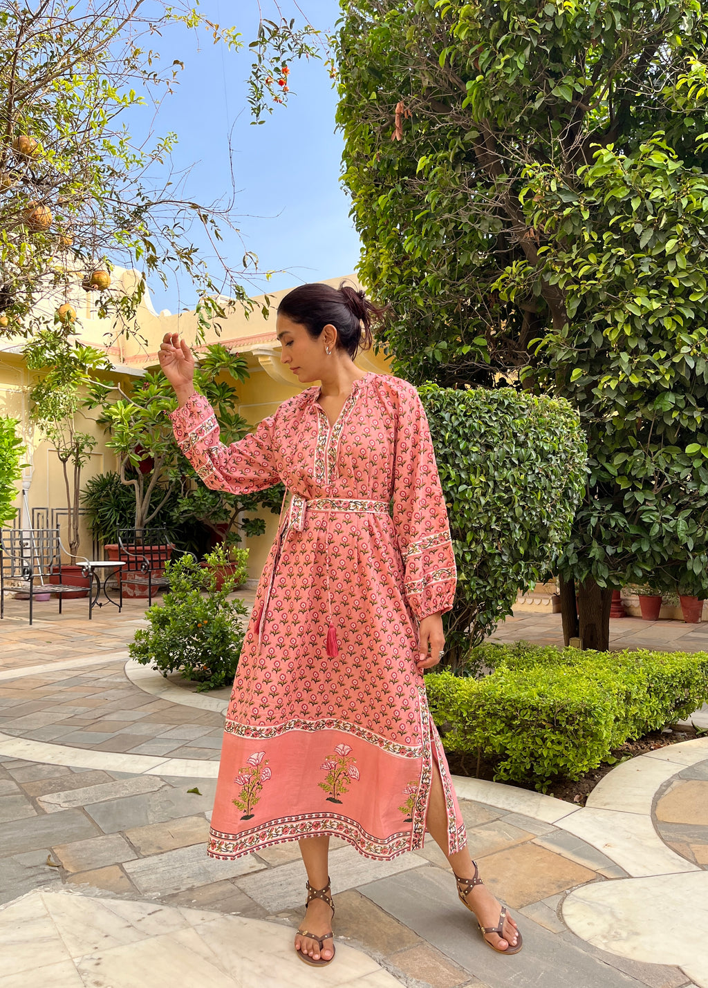 Coastal wave pink dress