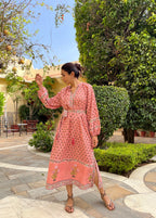 Coastal wave pink dress