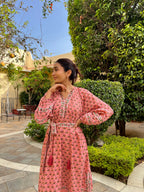 Coastal wave pink dress