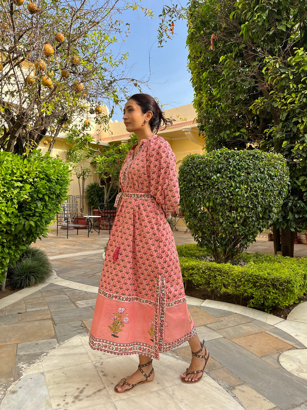 Coastal wave pink dress