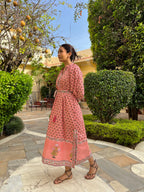 Coastal wave pink dress