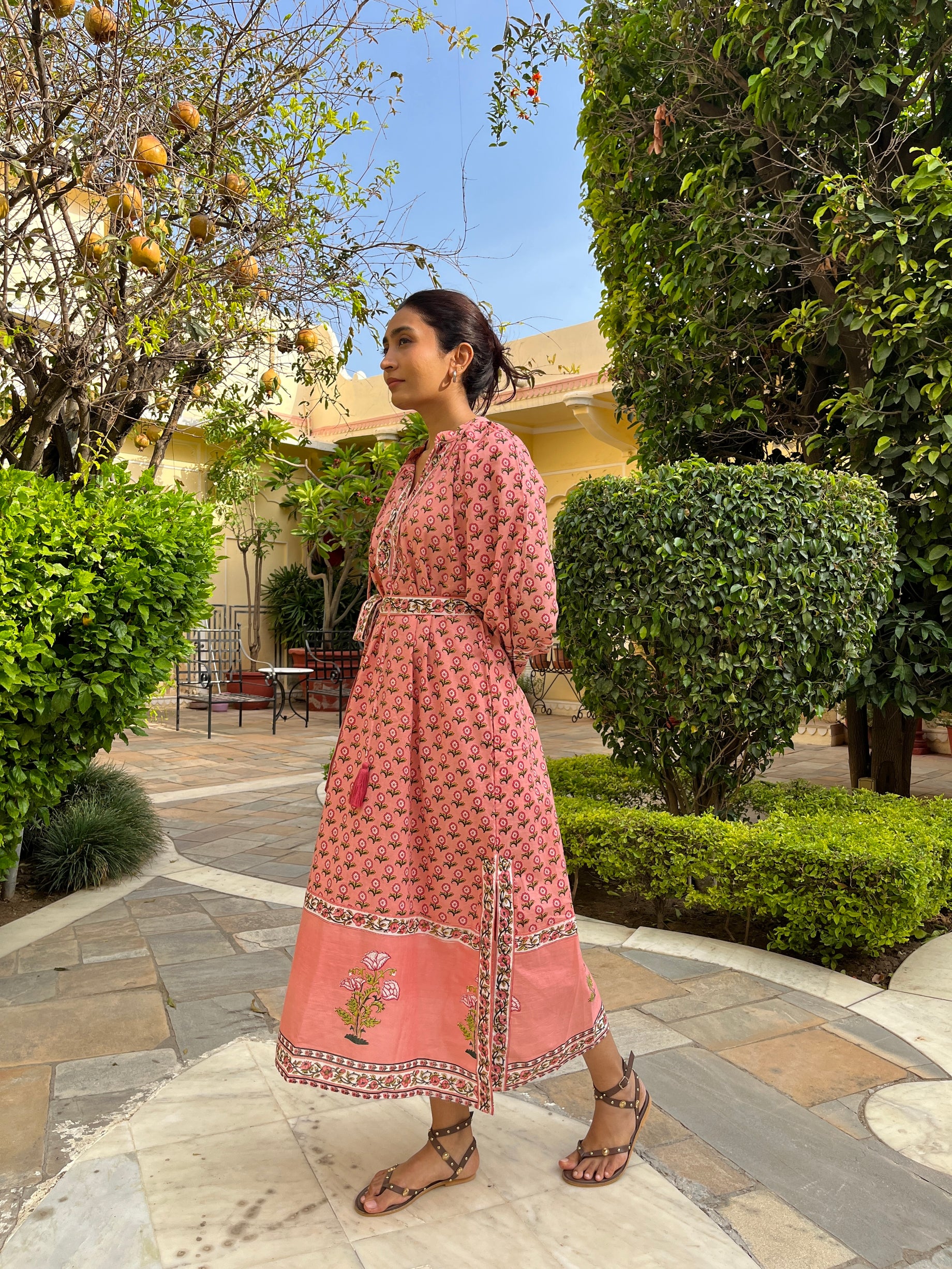 Coastal wave pink dress