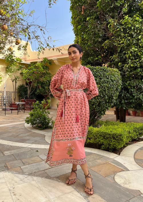 Coastal wave pink dress