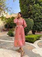 Coastal wave pink dress