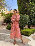 Coastal wave pink dress