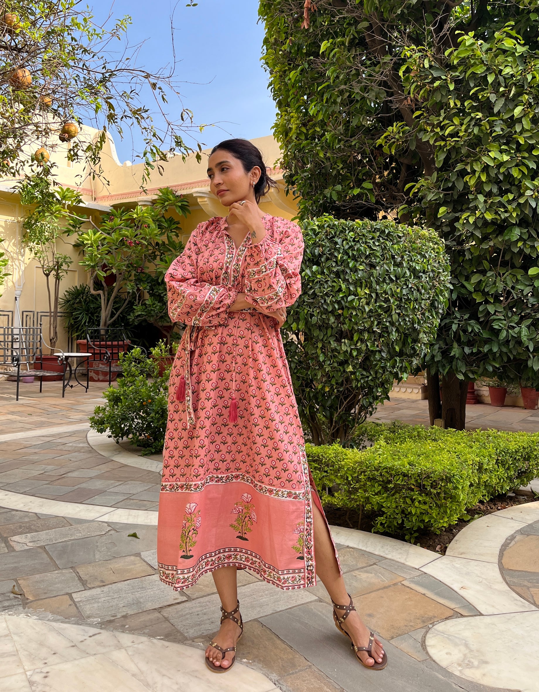 Coastal wave pink dress