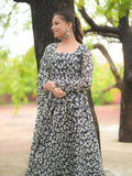 Black and White Anarkali Kurta with dupatta