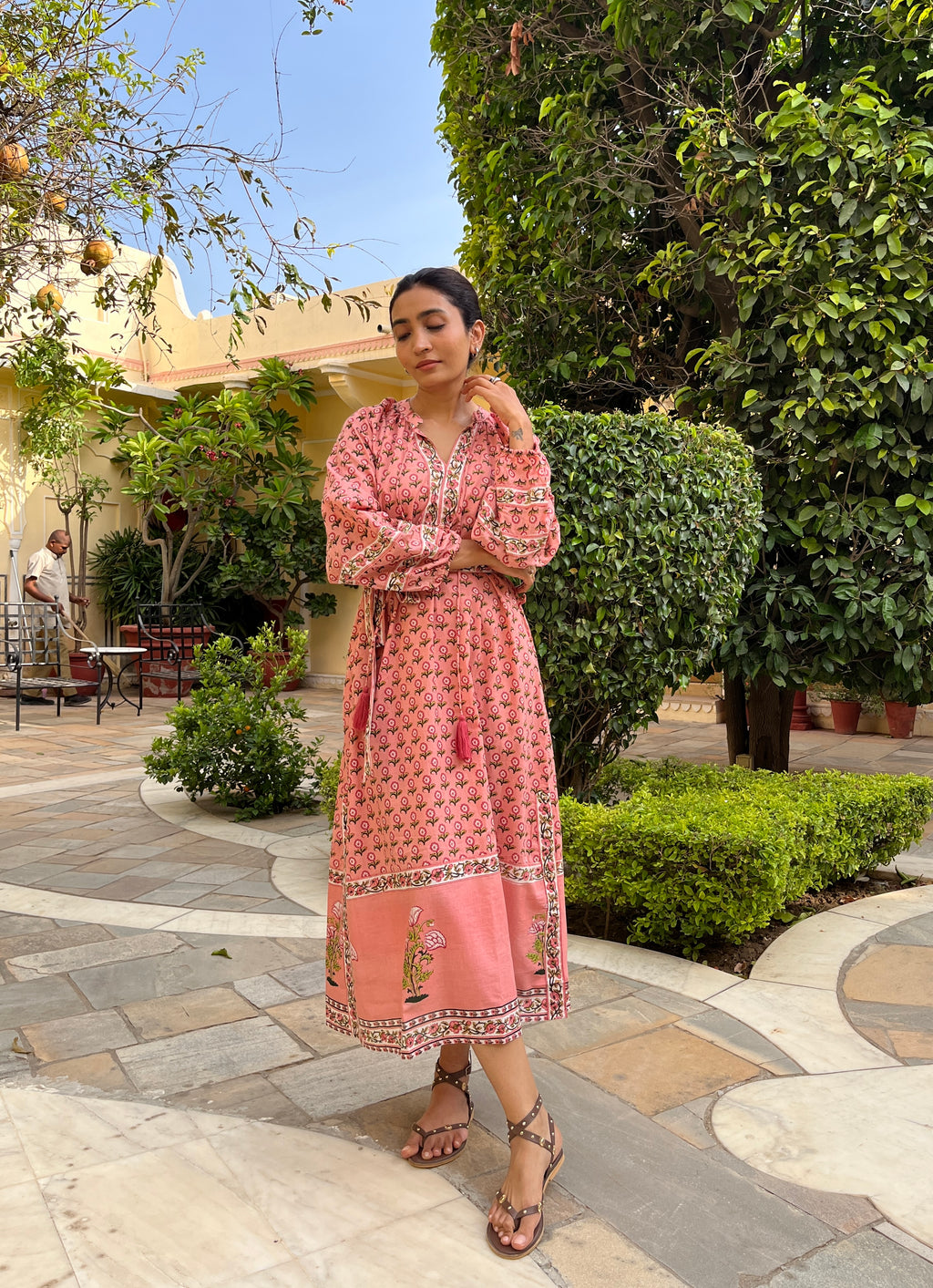 Coastal wave pink dress