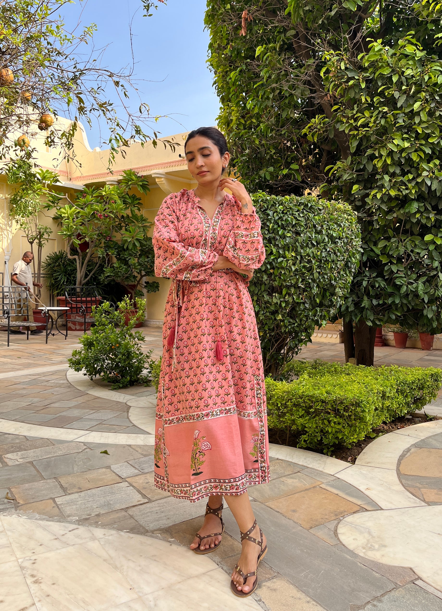 Coastal wave pink dress