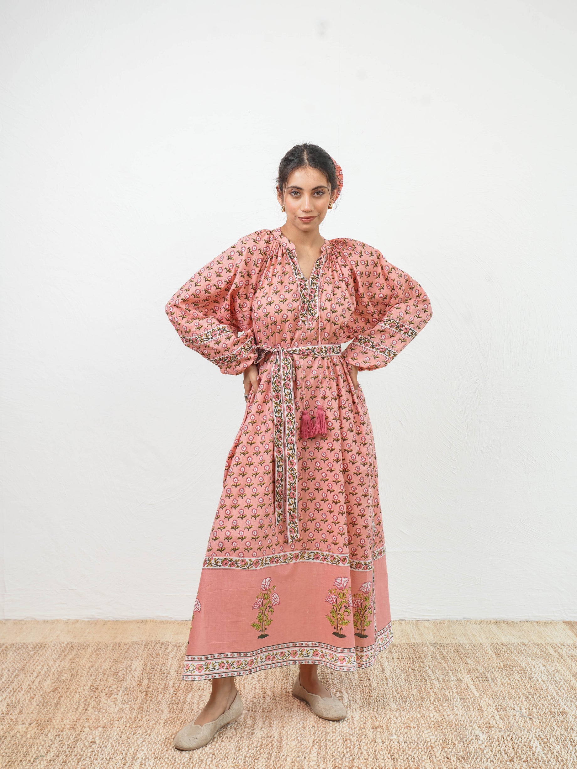 Coastal wave pink dress