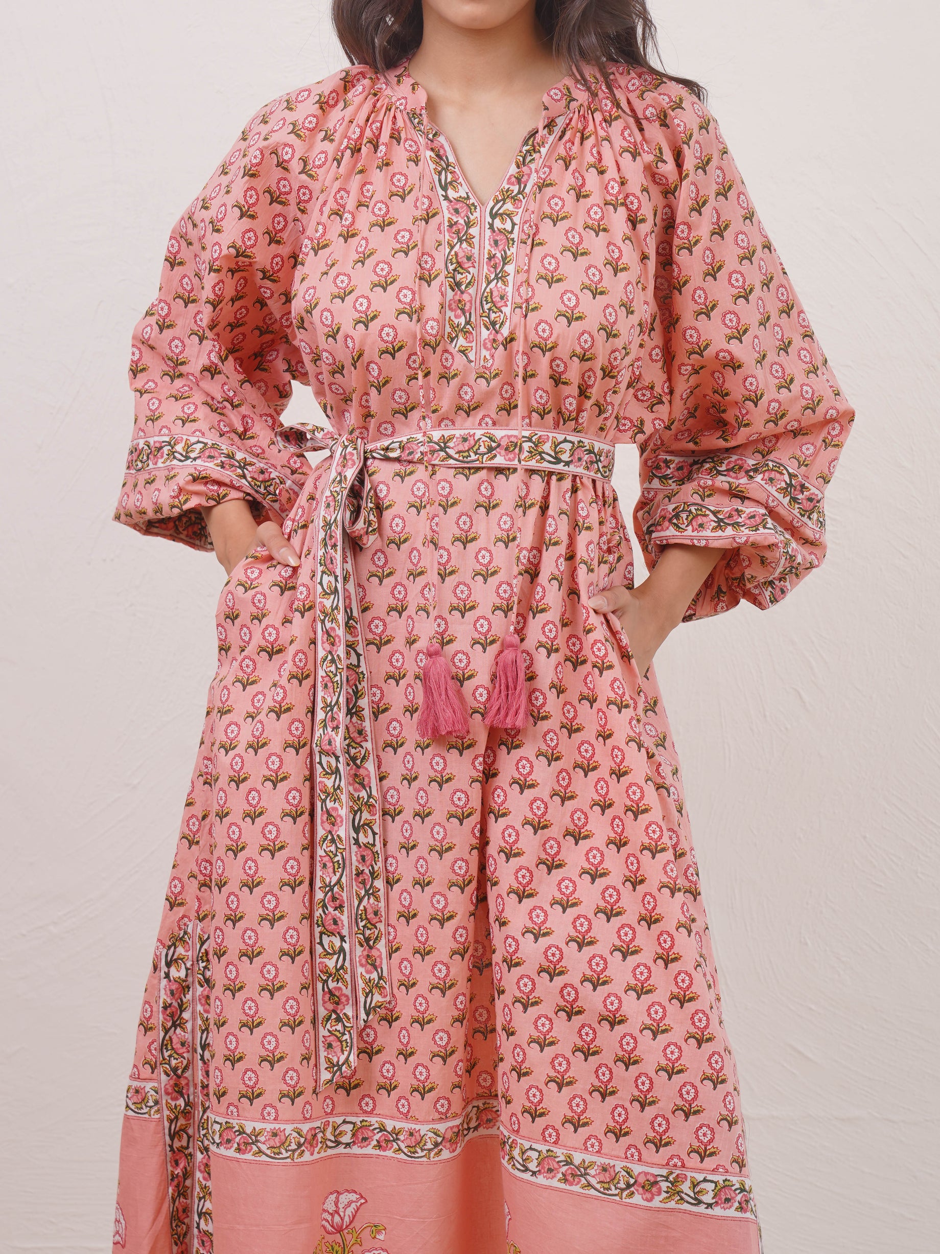 Coastal wave pink dress
