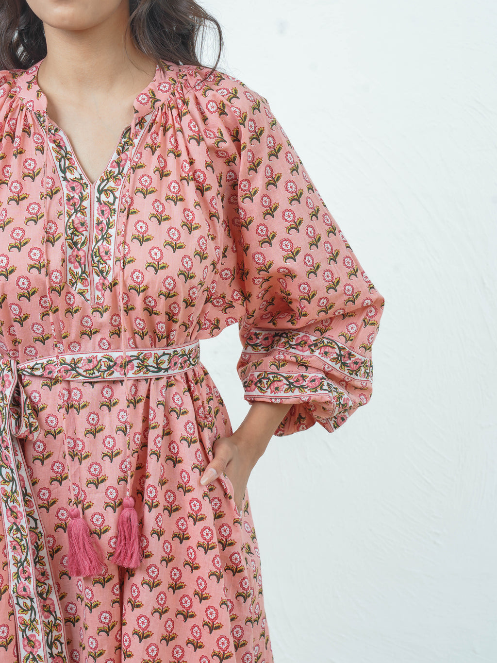 Coastal wave pink dress