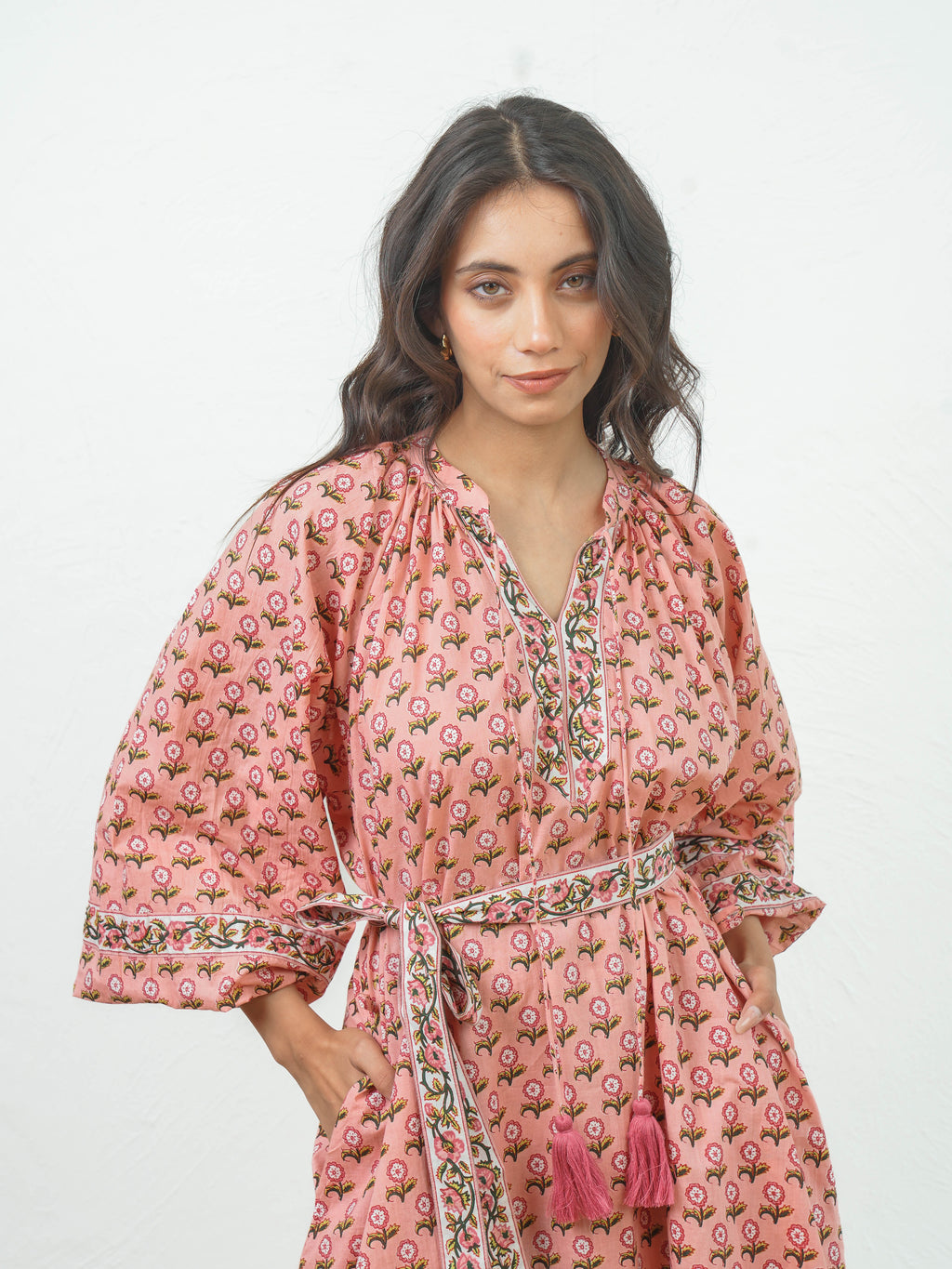 Coastal wave pink dress