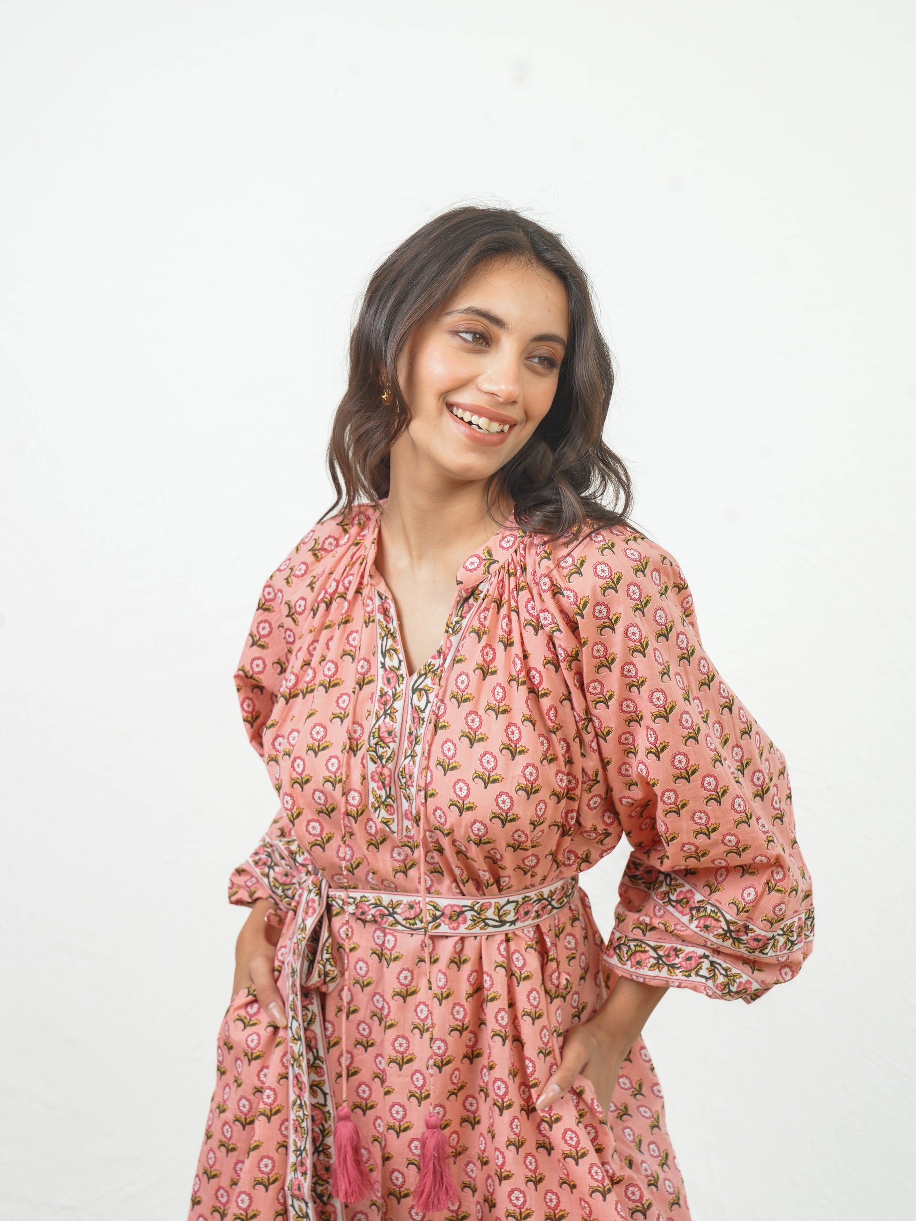 Coastal wave pink dress