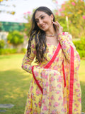 Yellow Rose Floral Anarkali Suit Set