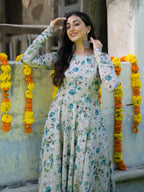 Beige Rose Garden Anarkali Kurta