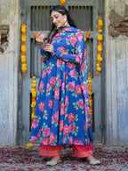 Deep Blue Floral Anarkali Kurta