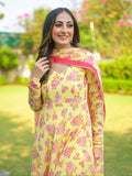 Yellow Rose Floral Anarkali Suit Set