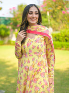 Yellow Rose Floral Anarkali Suit Set