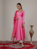 Gulabi Bandhani Kurta with Organza Duppata